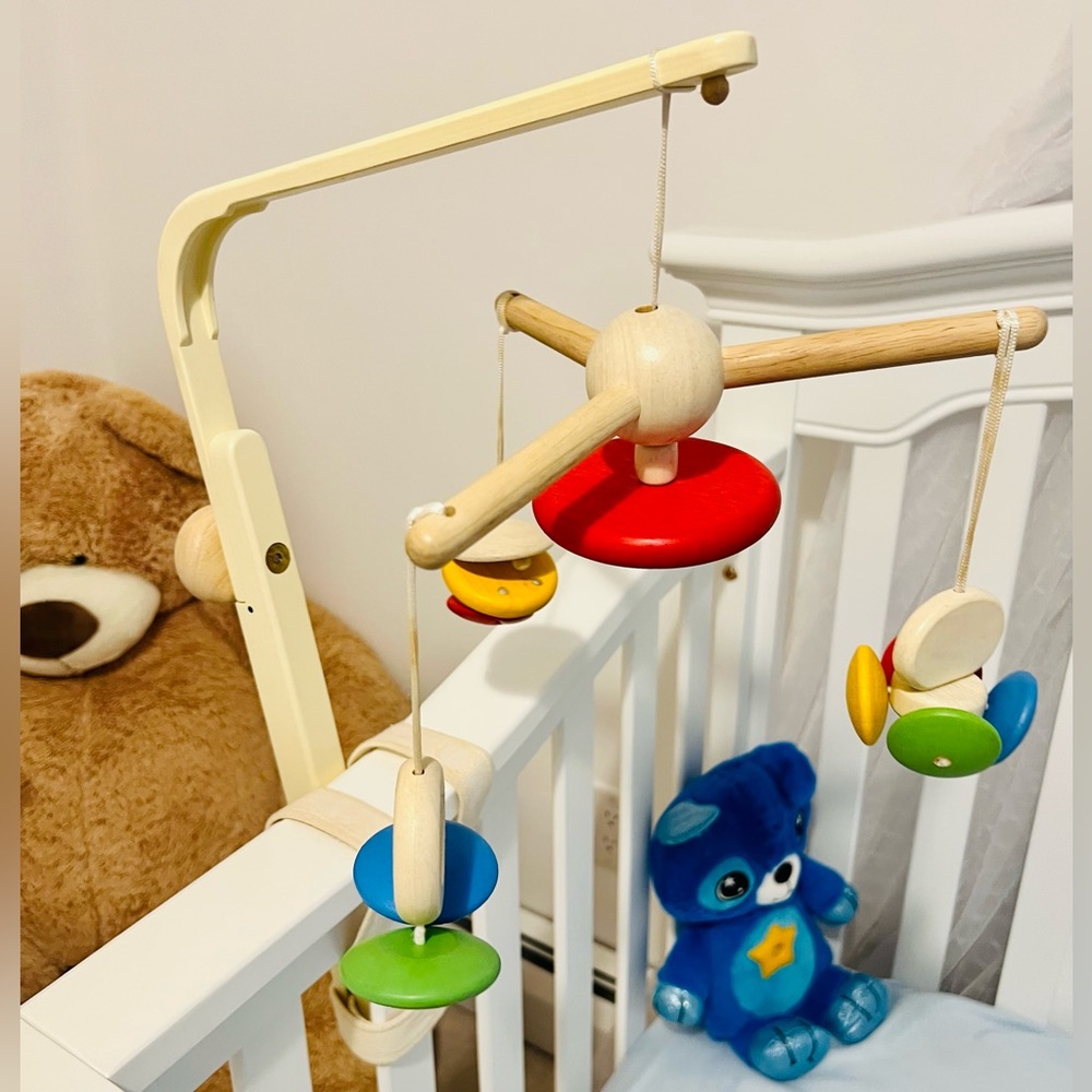Wooden Baby Mobile Non-toxic Rattle Fun Shapes and Colors